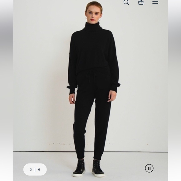 Polo Ralph Lauren Women's merino wool blend knit Black Jogger Pants Small NWT - Picture 2 of 9